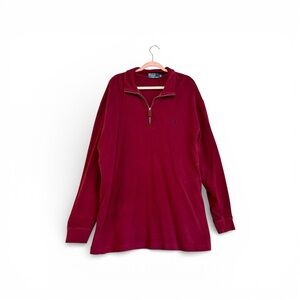 Polo Ralph Lauren quarter zip pullover mens in burgundy, size XLT Tall sweater